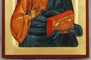 Jesus Christ Pantocrator Hand Painted Byzantine Icon Raised Border