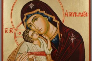Panagia Glykophilousa Greek Hand Painted Orthodox Icon on Wood
