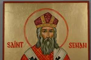 Saint Senan Hand Painted Christian Catholic Icon on Wood