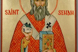 Saint Senan Hand Painted Christian Catholic Icon on Wood