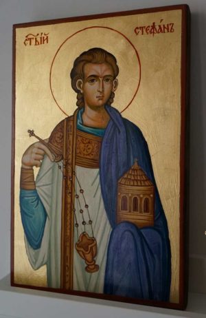 St Stephen Holy Protomartyr Hand Painted Orthodox Icon on Wood