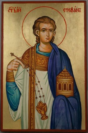 St Stephen Holy Protomartyr Hand Painted Orthodox Icon on Wood
