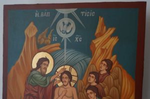 Theophany Baptism of Christ Hand Painted Orthodox Icon on Wood