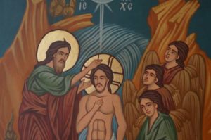 Theophany Baptism of Christ Hand Painted Orthodox Icon on Wood