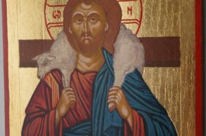 Christ the Good Shepherd small Hand Painted Orthodox Icon on Wood