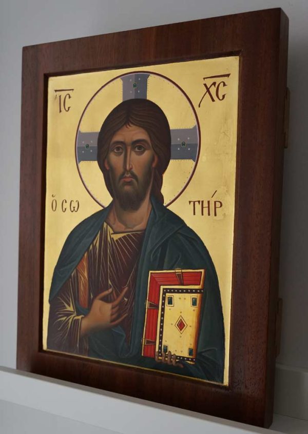 Jesus Christ Pantocrator (mahogany wood panel) Orthodox Icon - BlessedMart