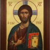 Jesus Christ Pantocrator mahogany wood panel Hand Painted Orthodox Icon