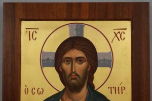 Jesus Christ Pantocrator mahogany wood panel Hand Painted Orthodox Icon