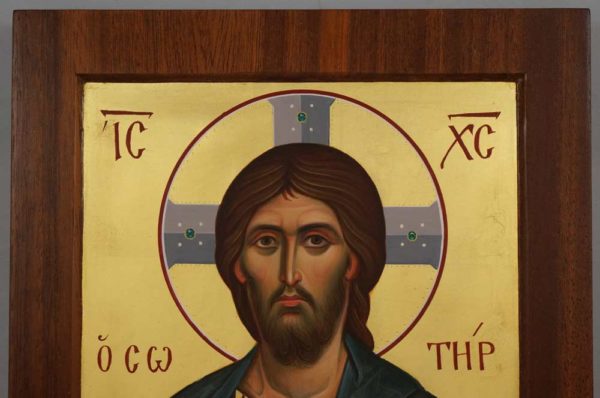 Jesus Christ Pantocrator (mahogany wood panel) Orthodox Icon - BlessedMart