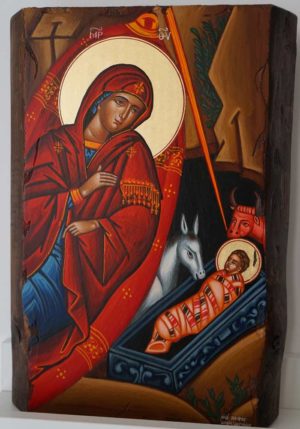 Nativity of Our Lord Hand Painted Greek Orthodox Icon