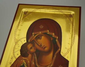 Our Lady of the Don polished gold Icon Hand Painted Byzantine Orthodox
