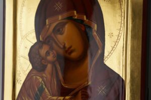 Our Lady of the Don polished gold Theotokos Eleusa Hand Painted Orthodox Icon