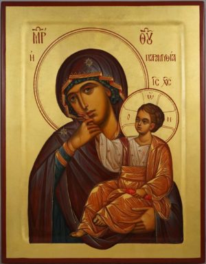Panagia Paramythia Hand Painted Greek Orthodox Byzantine Icon on Wood