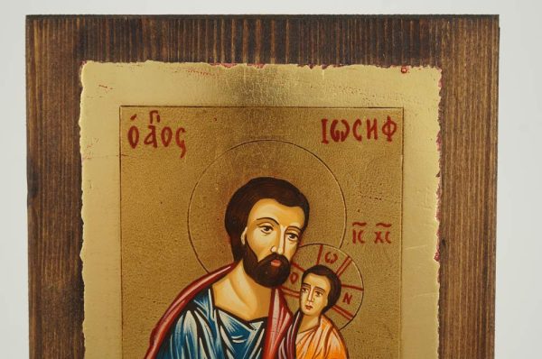 Saint Joseph and Baby Jesus Icon Hand Painted