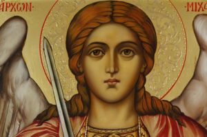 Saint Michael the Archangel Hand Painted Byzantine Icon Painted on Raised Border Panel