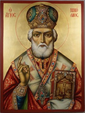 Saint Nicholas Archbishop of Myra Hand Painted Orthodox Icon on Wood