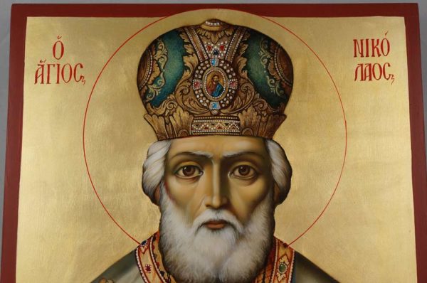 Saint Nicholas Archbishop of Myra Hand Painted Orthodox Icon on Wood