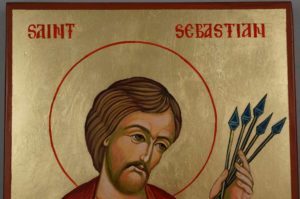 Saint Sebastian Large Hand Painted Orthodox Icon on Wood
