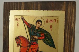 St Demetrius on Horse small Hand Painted Icon on Wood