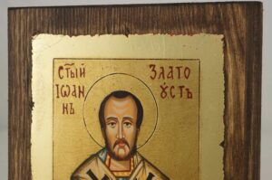 St John Chrysostom small Hand Painted Orthodox Icon on Wood