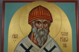 St Spyridon of Trimythous the Wonderworker Hand Painted Byzantine Orthodox Icon