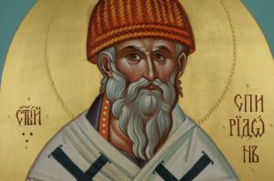 St Spyridon of Trimythous the Wonderworker Hand Painted Byzantine Orthodox Icon