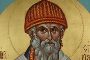 St Spyridon of Trimythous the Wonderworker Hand Painted Byzantine Orthodox Icon