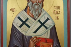 St Spyridon of Trimythous the Wonderworker Hand Painted Byzantine Orthodox Icon