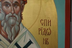 St Spyridon of Trimythous the Wonderworker Hand Painted Byzantine Orthodox Icon