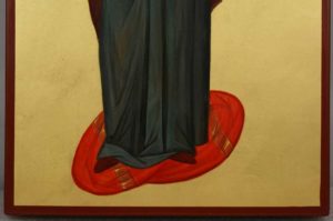 Theotokos Hodegetria full body Guide Hand Painted Byzantine Orthodox Icon on Arched Wood