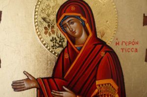 Virgin Mary Panagia Gerontissa Hand Painted Greek Orthodox Icon