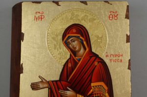Virgin Mary Panagia Gerontissa Hand Painted Greek Orthodox Icon