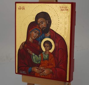 holy family polished gold icon hand painted