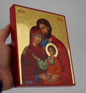 holy family polished gold icon hand painted
