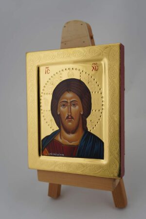 jesus christ pantocrator icon (polished gold) hand painted orthodox