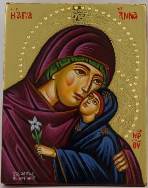 saint anna icon miniature hand painted greek orthodox