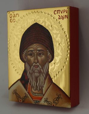 saint spyridon icon hand painted greek orthodox