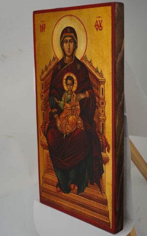 the mother of god enthroned icon hand painted orthodox