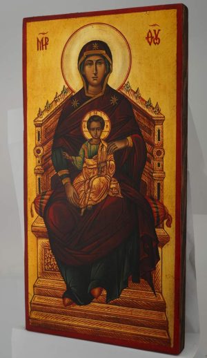 the mother of god enthroned icon hand painted orthodox