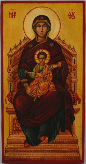 the mother of god enthroned icon hand painted orthodox