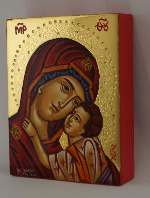 virgin mary eleusa icon miniature hand painted greek orthodox