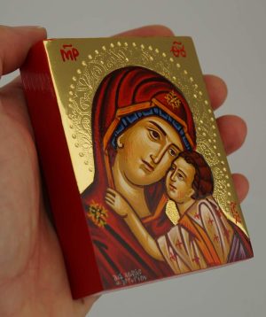 virgin mary eleusa icon miniature hand painted greek orthodox