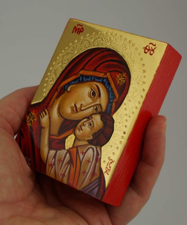 virgin mary eleusa icon miniature hand painted greek orthodox