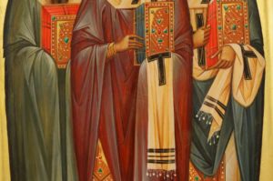 Three Holy Hierarchs full bodies Hand Painted Byzantine Orthodox Icon on Wood