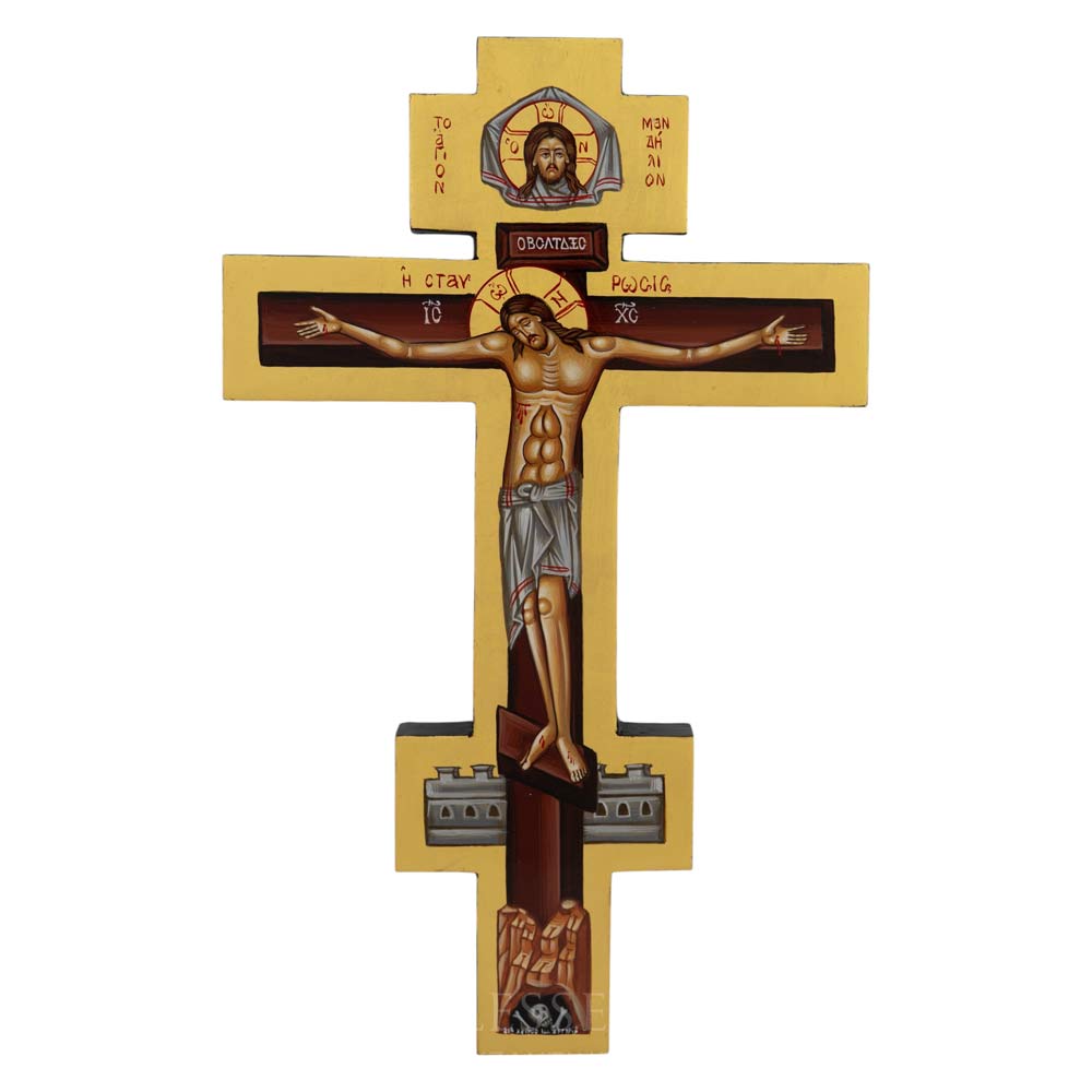 hand painted wall crucifix mandylion