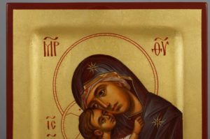 Mother of God Eleusa Chora Miniature Hand Painted Byzantine Icon