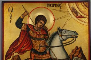 Saint George Icon Slaying the Dragon Hand Painted Orthodox