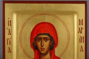 Saint Marina the Great Martyr raised border Hand Painted Icon