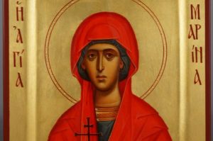 Saint Marina the Great Martyr raised border Hand Painted Icon