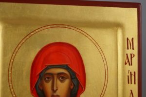 Saint Marina the Great Martyr raised border Hand Painted Icon